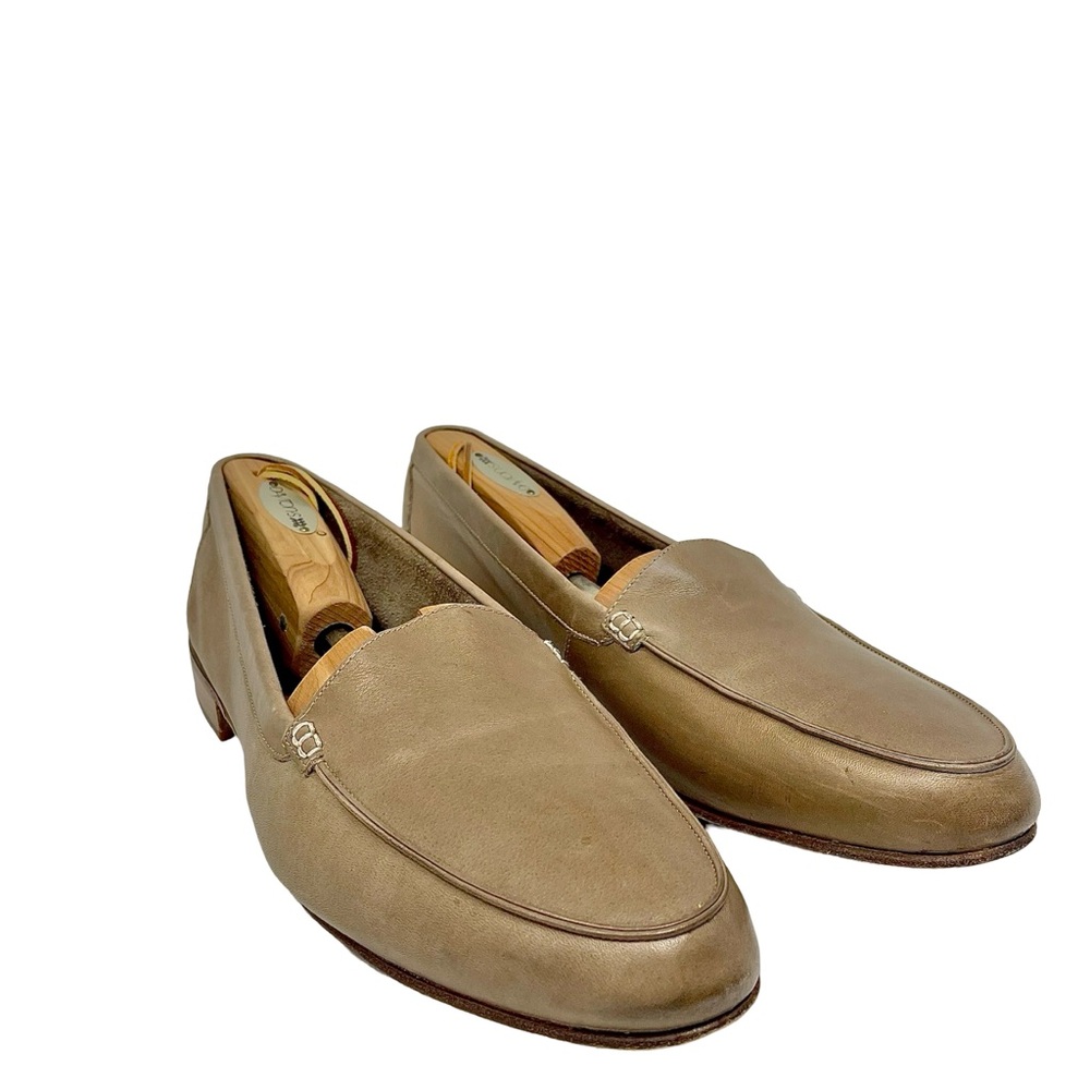 Vintage like new genuine leather lambkin men loafers